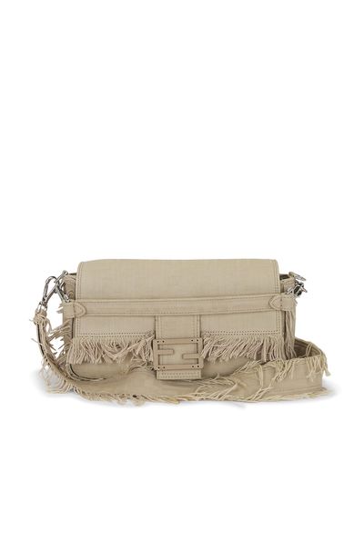 fendi Fendi Zucca Fringe Baguette Shoulder Bag