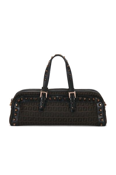 fendi Fendi Zucchino Studded Bassotto Shoulder Bag
