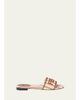 Fendi Logo Striped Canvas Slide Sandals - 1