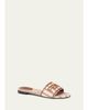 Fendi Logo Striped Canvas Slide Sandals - 2