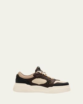 Fendi Men's Force Leather & Jacquard Low-Top Sneakers