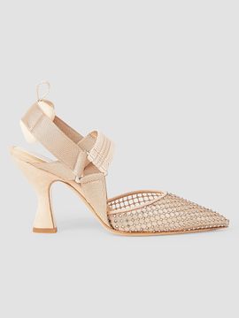 Fendi Women's Colibri 85MM Embellished Mesh Slingback Sandals