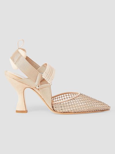 Fendi Women's Colibri 85MM Embellished Mesh Slingback Sandals