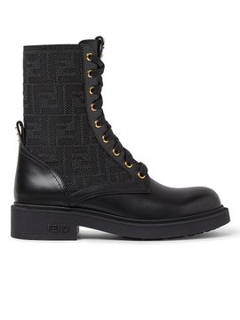 Fendi Women's Filo Logo Leather Combat Boots