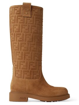 Fendi Women's Filo Monogram Suede Knee Boots