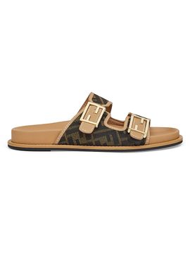 Fendi Women's Logo Canvas Flat Sandals