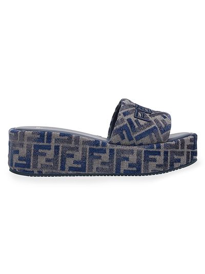 Fendi Women's Sunshine FF 65MM Chenille Jacquard Platform Sandals
