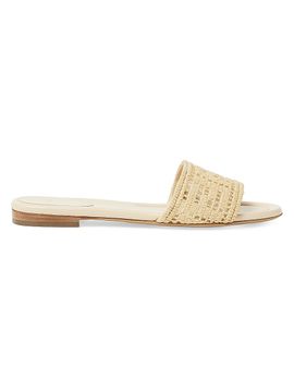 Fendi Women's Sunshine Logo Leather Flat Slides