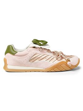 Fendi Women's Wave Pulse Textured Low-Top Leather Sneakers