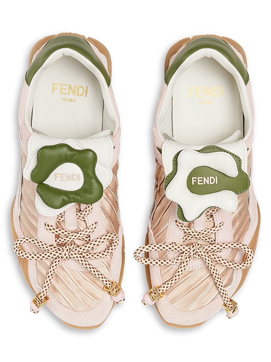 Fendi - Women's Wave Pulse Textured Low-Top Leather Sneakers