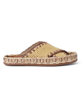 Fendi Women's Woven Criss-Cross Raffia Sandals