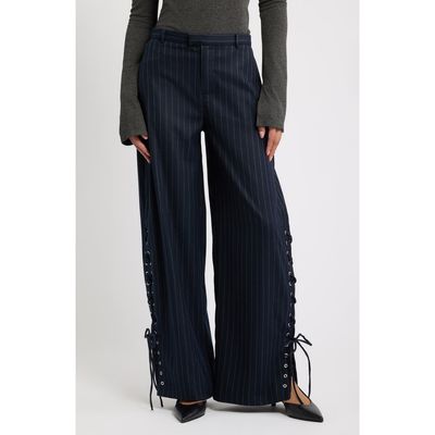 Feners Feners Delirio Lace-Up Wide Leg Pinstripe Pants
