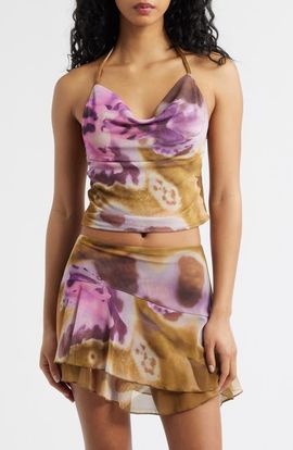 Feners Feners Gustito Print Halter Crop Top