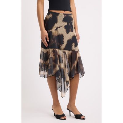 Feners Mirada Leopard Print Mesh Midi Skirt