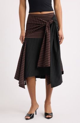 Feners Feners Promesa Pinstripe Flared Midi Skirt