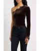 Feners Feners Reliquia Lace Trim One Shoulder Stretch Velvet Top - 1