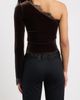 Feners Feners Reliquia Lace Trim One Shoulder Stretch Velvet Top - 2