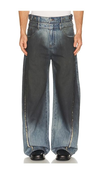 Feng Chen Wang Feng Chen Wang Double Waist Gradient Indigo Denim Trousers