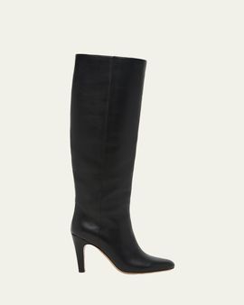 Ferragamo 95mm Nylu Leather Knee-High Boots