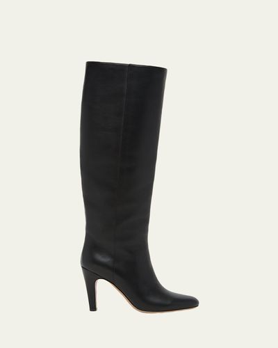 Ferragamo 95mm Nylu Leather Knee-High Boots