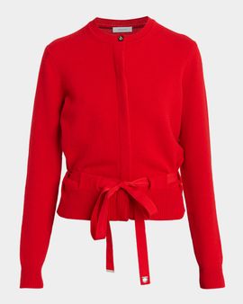 FERRAGAMO Belted Cashmere Crewneck Cardigan
