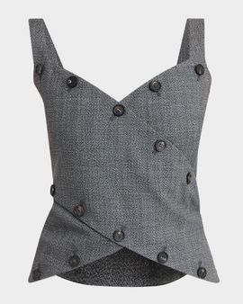 FERRAGAMO Button-Embellished Mouline Wool Top
