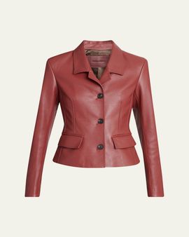 Ferragamo Cervo Single-Breasted Leather Jacket