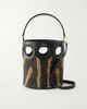 FERRAGAMO Cutout leather-paneled raffia tote - 1