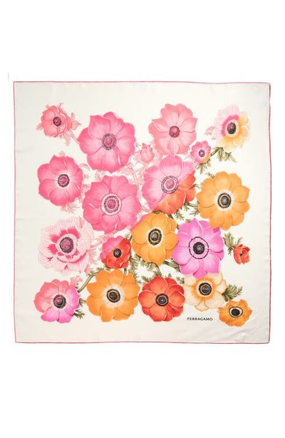 FERRAGAMO FERRAGAMO Anemone Floral Silk Square Scarf