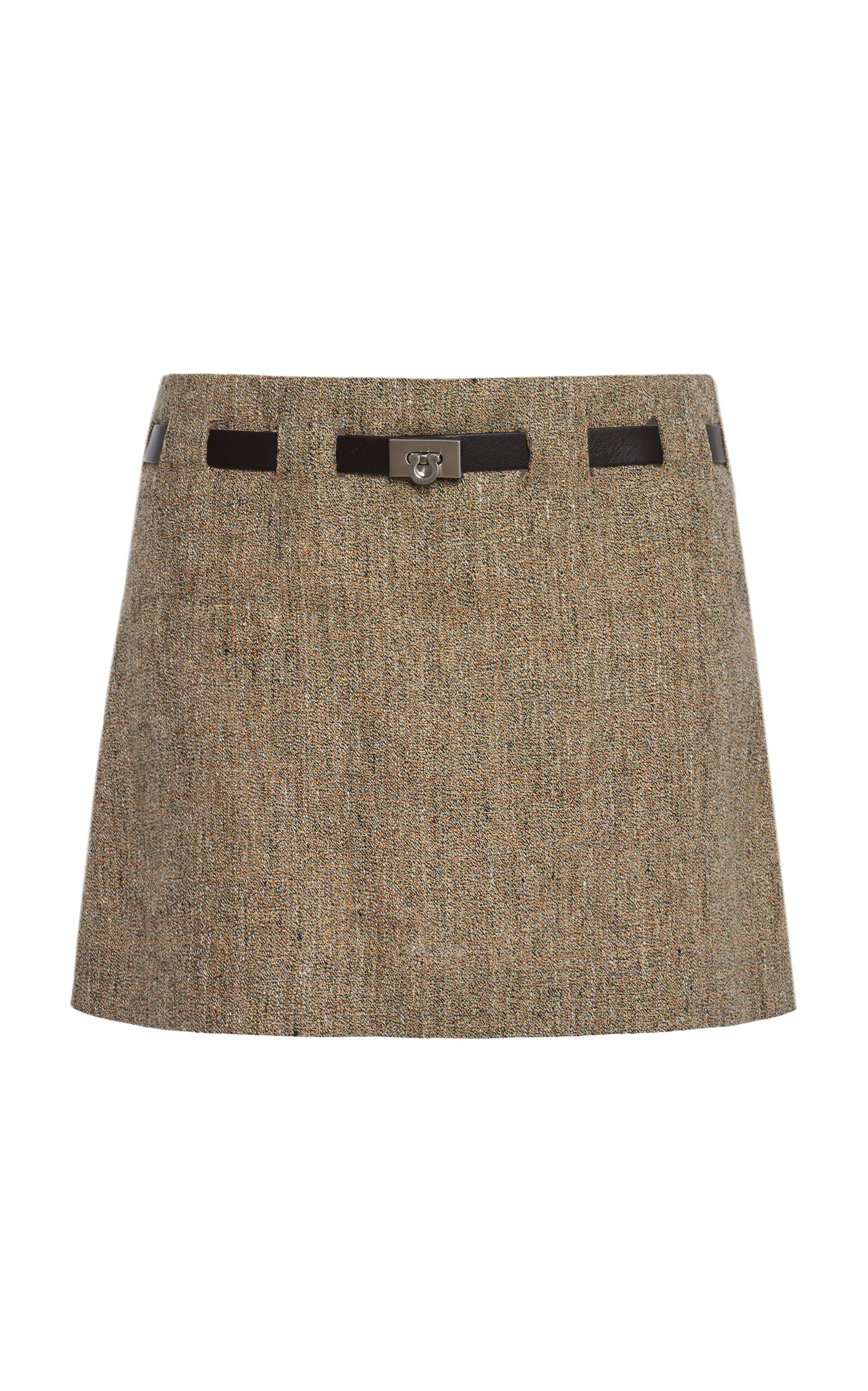 Ferragamo Ferragamo Belted Linen Mini Skirt Neutral IT 40