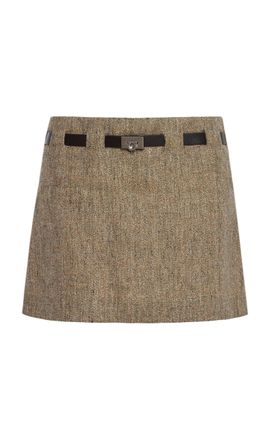 Ferragamo Ferragamo Belted Linen Mini Skirt Neutral IT 40