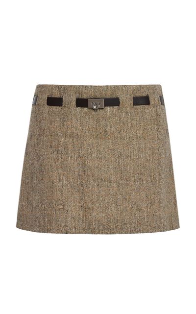 Ferragamo Ferragamo Belted Linen Mini Skirt Neutral IT 40