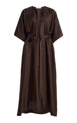 Ferragamo Ferragamo Belted Silk Midi Dress