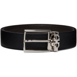 Ferragamo Ferragamo Black & Brown Gancini Adjustable & Reversible Belt
