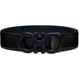 Ferragamo Ferragamo Black & Navy Gancini Adjustable & Reversible Belt