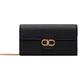 Ferragamo Ferragamo Black Double Gancini Mini Clutch
