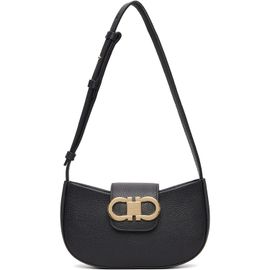 Ferragamo Ferragamo Black Double Gancini Mini Shoulder Bag
