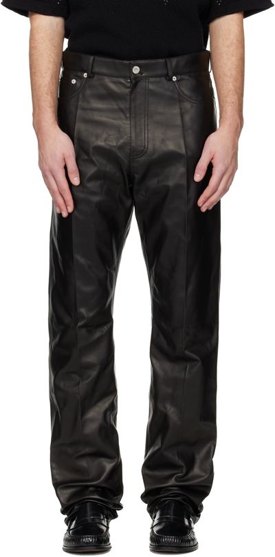 Ferragamo Ferragamo Black Five Pocket Nappa Leather Pants