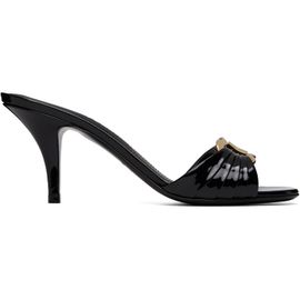 Ferragamo Ferragamo Black Gancini Ornament Slide Heeled Sandals