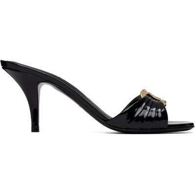 Ferragamo Ferragamo Black Gancini Ornament Slide Heeled Sandals