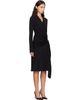 Ferragamo Ferragamo Black Gathered Waist Viscose Midi Dress - 2