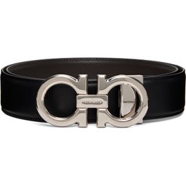 Ferragamo Ferragamo Black Reversible & Adjustable Gancini Belt