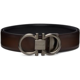 Ferragamo Ferragamo Brown & Black Gancini Adjustable & Reversible Belt