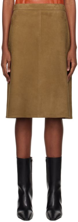 Ferragamo Ferragamo Brown A-Line Midi Skirt