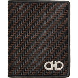 Ferragamo Ferragamo Brown Woven Credit Card Holder