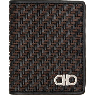 Ferragamo Ferragamo Brown Woven Credit Card Holder