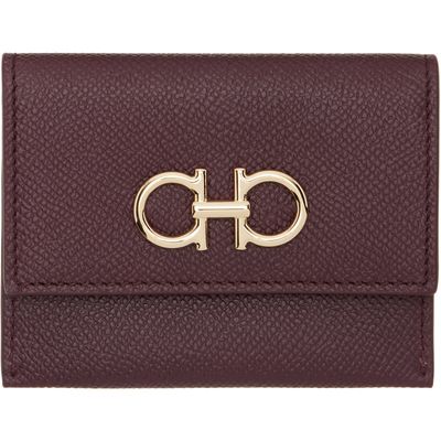 Ferragamo Ferragamo Burgundy Gancini Credit Card Holder