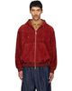 Ferragamo Ferragamo Burgundy Suede Blouson Hoodie - 1