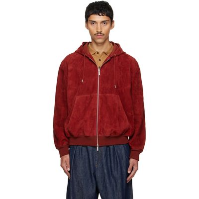 Ferragamo Ferragamo Burgundy Suede Blouson Hoodie