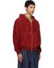 Ferragamo Ferragamo Burgundy Suede Blouson Hoodie - 2